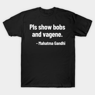 Pls Show Bobs And Vagene Mahatma Gandhi Funny Quote T-Shirt